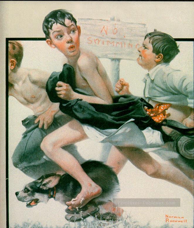 no swimming Norman Rockwell Oil Paintings